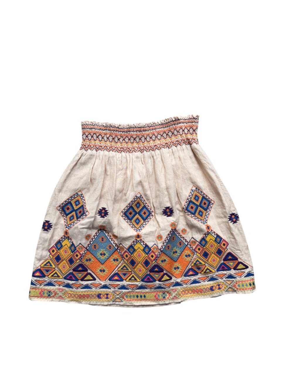 MM Couture by Miss Me Boho Festival Aztec Embroidered Linen Mini Skirt Size L 🌵 - Picture 2 of 5